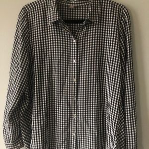 J.jill black and white boyfriend gingham shirt